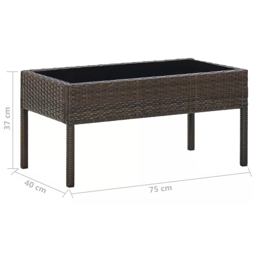 Barna polyrattan kerti asztal 75 x 40 x 37 cm