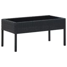 Fekete polyrattan kerti asztal 75 x 40 x 37 cm