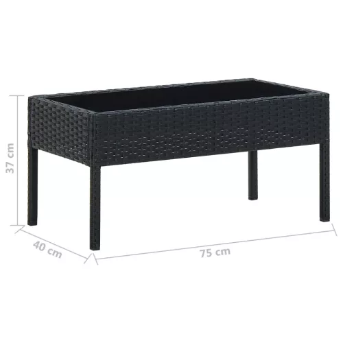 Fekete polyrattan kerti asztal 75 x 40 x 37 cm