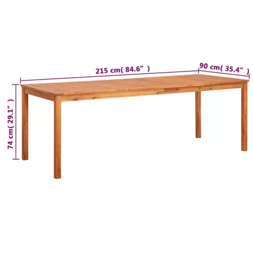 Tömör akácfa kerti asztal 215 x 90 x 74 cm