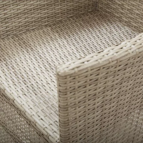 2 db bézs dönthető háttámlás polyrattan kerti szék párnával