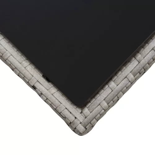 Szürke polyrattan és üveg dohányzóasztal 45 x 45 x 40 cm