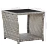 Szürke polyrattan és üveg dohányzóasztal 45 x 45 x 40 cm