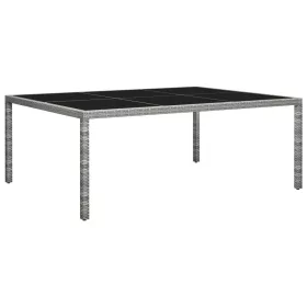   Szürke polyrattan kültéri étkezőasztal 200 x 150 x 74 cm