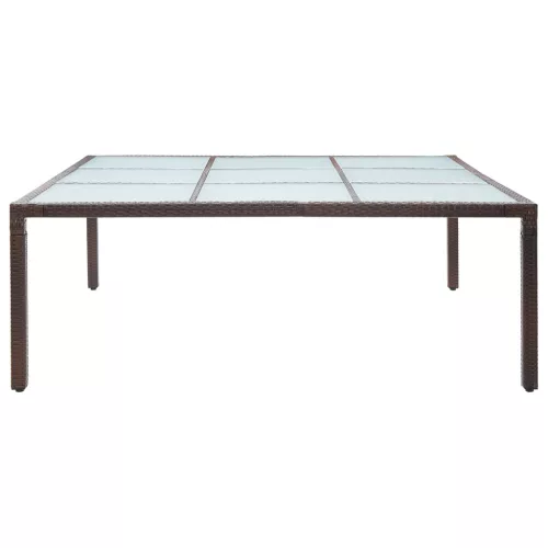 Barna polyrattan kerti étkezőasztal 200 x 200 x 74 cm