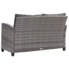 Kétszemélyes szürke polyrattan kerti kanapé párnákkal 124 cm