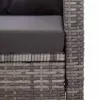 Kétszemélyes szürke polyrattan kerti kanapé párnákkal 124 cm