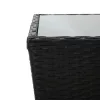 Fekete polyrattan és edzett üveg teázóasztal 41,5x41,5x43 cm