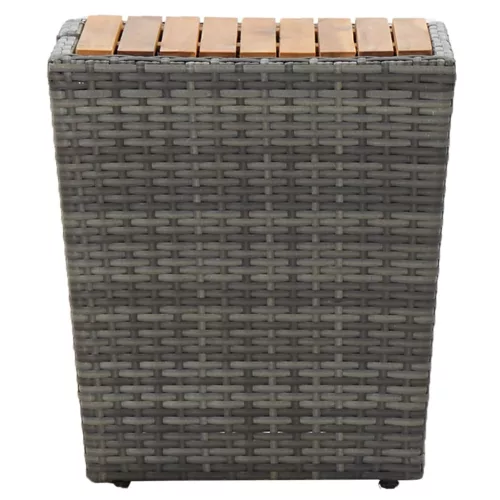 Szürke polyrattan és tömör akácfa teázóasztal 41,5x41,5x43 cm
