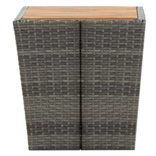 Szürke polyrattan és tömör akácfa teázóasztal 41,5x41,5x43 cm