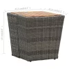 Szürke polyrattan és tömör akácfa teázóasztal 41,5x41,5x43 cm