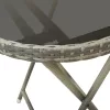 Szürke polyrattan és edzett üveg teázóasztal 60 cm