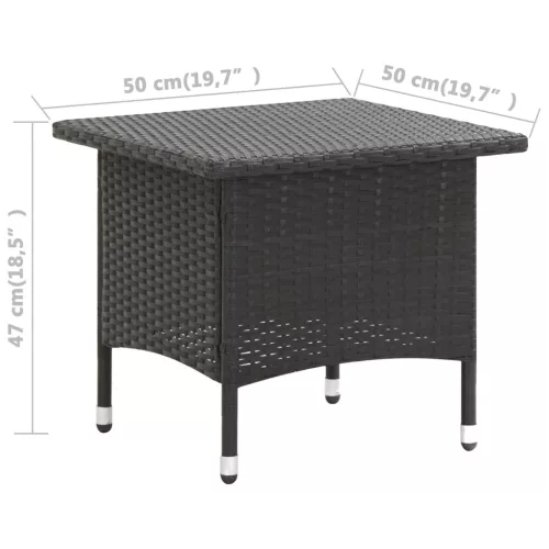 Fekete polyrattan teázóasztal 50 x 50 x 47 cm