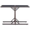 Barna polyrattan és üveglapos kerti asztal 110 x 53 x 72 cm