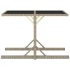 Bézs üveg és polyrattan kerti asztal 110 x 53 x 72 cm