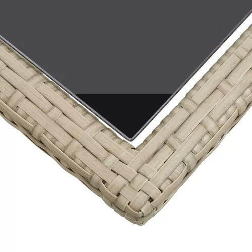 Bézs üveg és polyrattan kerti asztal 110 x 53 x 72 cm