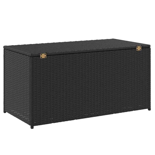 Fekete polyrattan kerti tárolóláda 100 x 50 x 50 cm