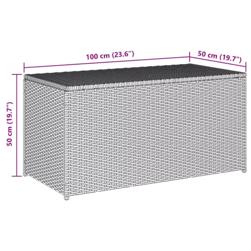 Fekete polyrattan kerti tárolóláda 100 x 50 x 50 cm