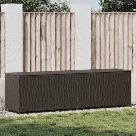 Barna polyrattan kerti tárolóláda 200 x 50 x 60 cm