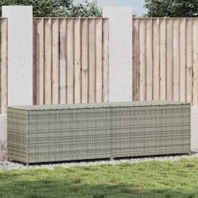 Szürke polyrattan kerti tárolóláda 200 x 50 x 60 cm