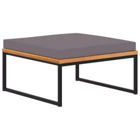   Sötétszürke tömör akácfa lábtartó párnával 66 x 66 x 36 cm