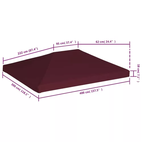 Bordó pavilon tetőponyva 310 g/m² 3 x 4 m