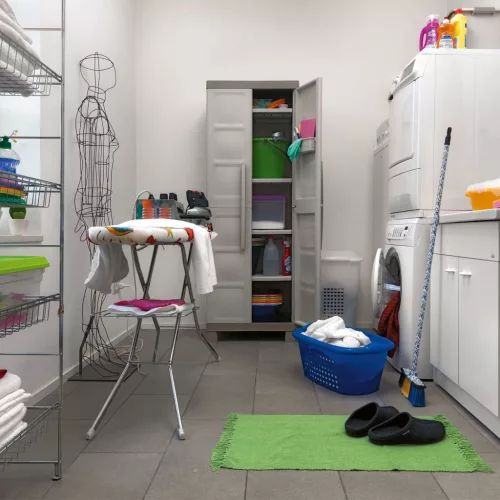 Keter Excellence bézs és tópszínű tárolószekrény polcokkal 182 cm