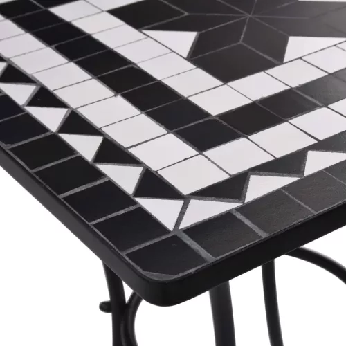 Fekete és fehér kerámia mozaikos bisztróasztal 60 cm