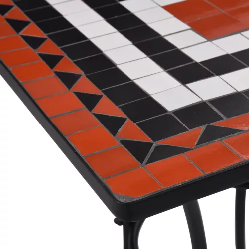Terrakotta és fehér kerámia mozaikos bisztróasztal 60 cm