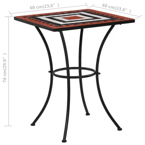Terrakotta és fehér kerámia mozaikos bisztróasztal 60 cm