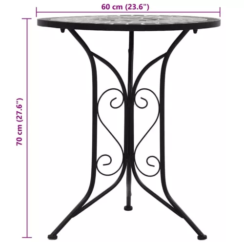 Szürke kerámia mozaikos bisztróasztal 60 cm