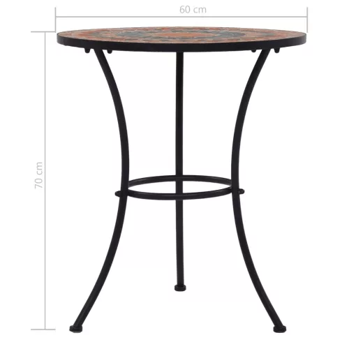 Narancssárga és szürke kerámia mozaikos bisztróasztal 60 cm