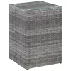 3 db szürke polyrattan kisasztal üveg asztallappal