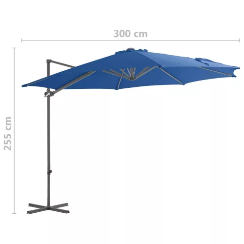 Azúrkék konzolos napernyő acélrúddal 300 cm