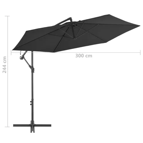 Fekete konzolos napernyő alumíniumrúddal 300 cm