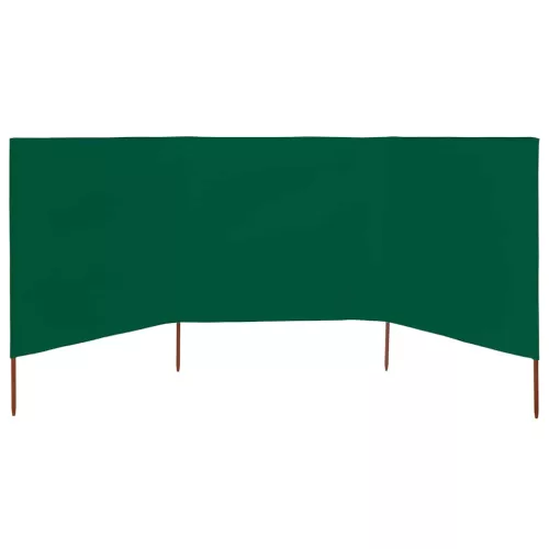 3 paneles zöld szövet szélfogó 400 x 80 cm