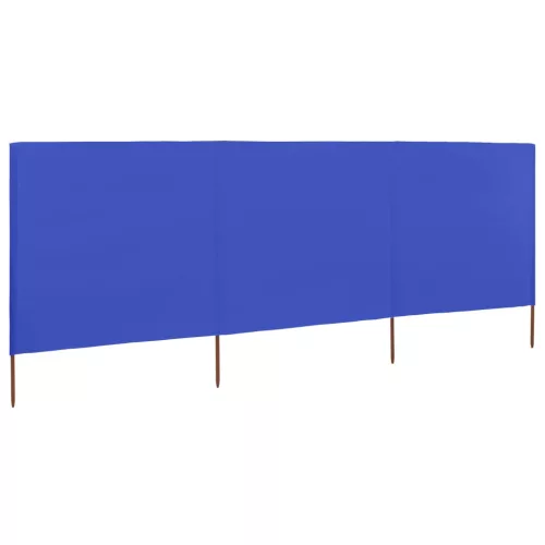 3 paneles azúrkék szövet szélfogó 400 x 80 cm