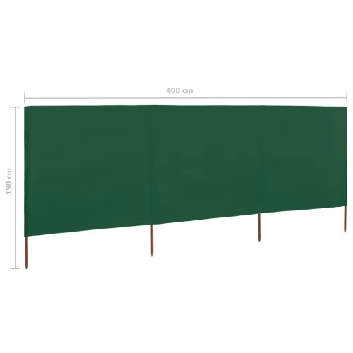 Zöld szövet 3-paneles szélfogó 400 x 160 cm