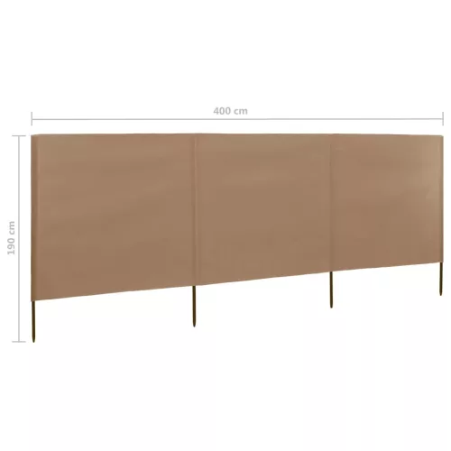 Tópszínű szövet 3-paneles szélfogó 400 x 160 cm