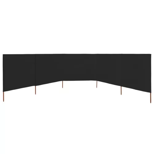 Fekete 5 paneles szövet szélfogó 600 x 120 cm