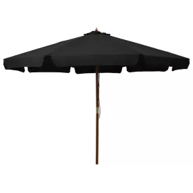 Fekete kültéri napernyő farúddal 330 cm