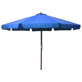 Azúrkék kültéri napernyő farúddal 330 cm