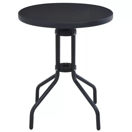 Fekete acél és üveg kerti asztal 60 cm