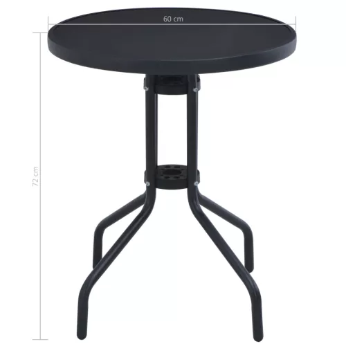 Fekete acél és üveg kerti asztal 60 cm