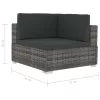 2 db szürke moduláris polyrattan sarokfotel párnákkal
