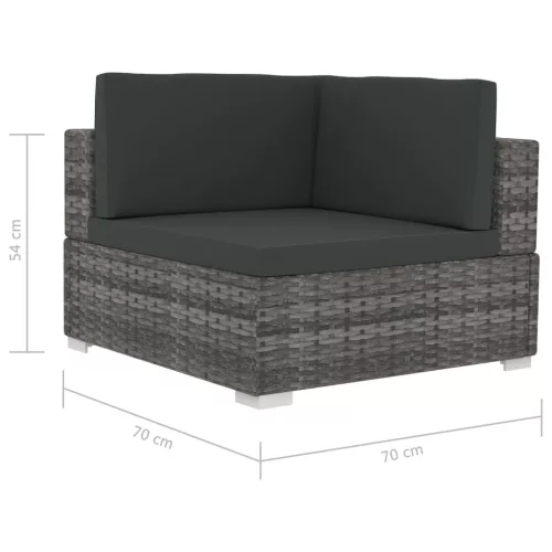 2 db szürke moduláris polyrattan sarokfotel párnákkal