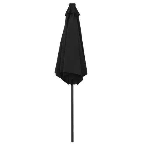Fekete kültéri napernyő LED fényekkel és alumíniumrúddal 270 cm