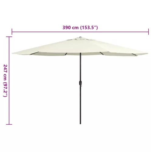 Homokszínű kültéri napernyő fémrúddal 390 cm