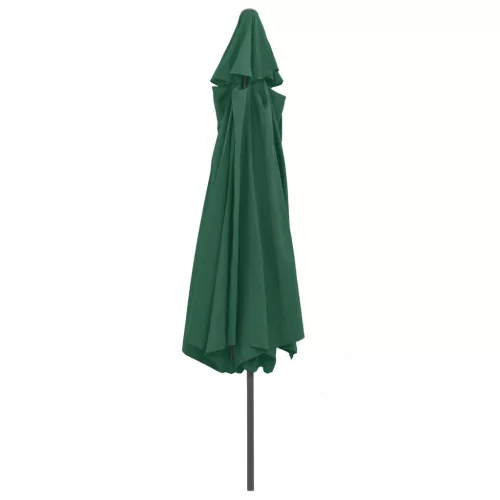Zöld kültéri napernyő fémrúddal 390 cm