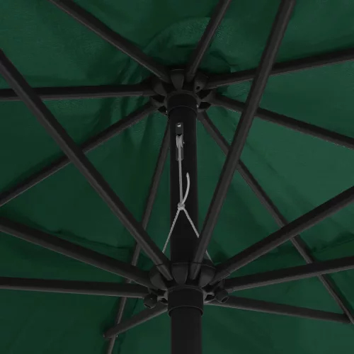 Zöld kültéri napernyő fémrúddal 390 cm